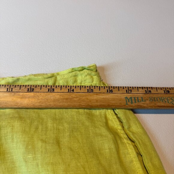 Habitat Women L 100% Linen Pant Crop Tapered Chartreuse Green Pull On Stretch - Picture 7 of 10